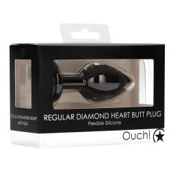 Ouch! Plug Bijou Anal silicone Heart Noir 6 x 2.8 cm